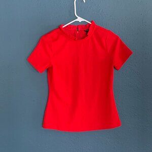Red Tee Top with ruffled collar from Ann Taylor. Size XSP